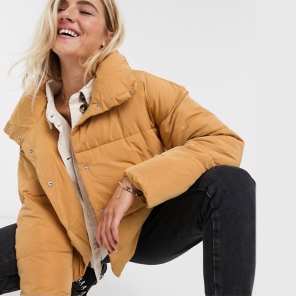 Free People Yellow Puffer Jacket